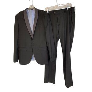 Mens Two-Piece Black Suit Slim Fit 38L Vitarelli  Single Button Double Vent GUC